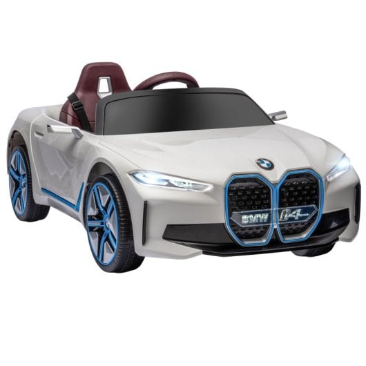Homcom Coche Eléctrico Para Niños 37-72 Meses Con Música Mp3 115x67x45 Cm Blanco