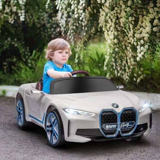 Homcom Coche Eléctrico Para Niños 37-72 Meses Con Música Mp3 115x67x45 Cm Blanco