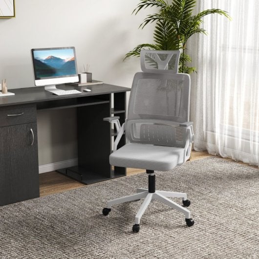 Vinsetto Silla De Oficina De Malla Giratoria Y Ajustable 58x61x102-119 Cm Gris