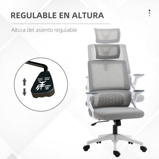 Vinsetto Silla De Oficina De Malla Giratoria Y Ajustable 58x61x102-119 Cm Gris