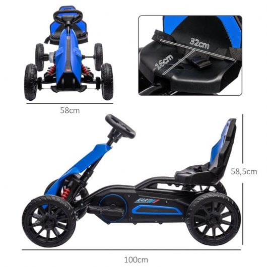 Carro elétrico Homcom Go Kart para crianças de 3 a 8 anos 100x58x58,5 cm azul