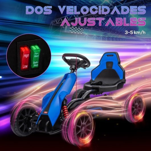 Carro elétrico Homcom Go Kart para crianças de 3 a 8 anos 100x58x58,5 cm azul