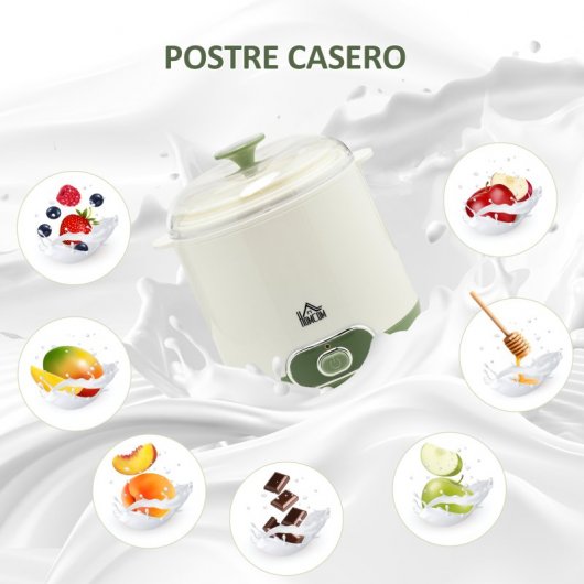 Homcom Iogurteira 20 W 1,5l Com Indicador De Potência 19,5x17,5x21,4 Cm Branca