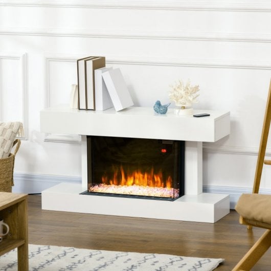 Homcom Chimenea Eléctrica Silencioso 1000w/2000w 98x27x54,5 Cm Blanco
