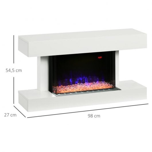 Homcom Chimenea Eléctrica Silencioso 1000w/2000w 98x27x54,5 Cm Blanco
