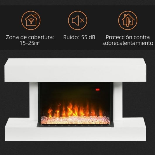 Homcom Chimenea Eléctrica Silencioso 1000w/2000w 98x27x54,5 Cm Blanco