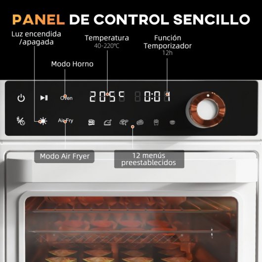Homcom Horno Eléctrico Multifunción De Sobremesa 13l 1200w 33,5x32x32,5cm Blanco