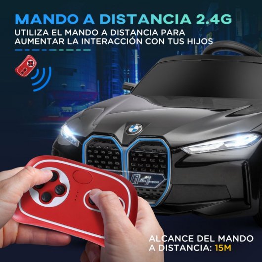 Carro elétrico Homcom para crianças de 37 a 72 meses com música MP3 115x67x45 cm preto
