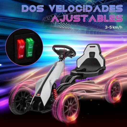 Carro elétrico Homcom Go Kart para crianças de 3 a 8 anos 100x58x58,5 cm branco