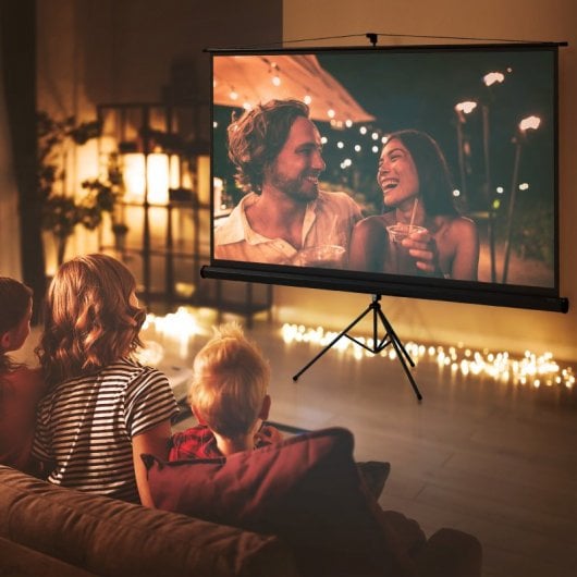 Homcom Pantalla De Proyector Manual Con Soporte 100 Pulgadas 221x124 Cm Negro