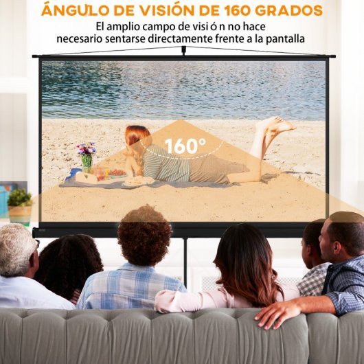 Homcom Pantalla De Proyector Manual Con Soporte 100 Pulgadas 221x124 Cm Negro