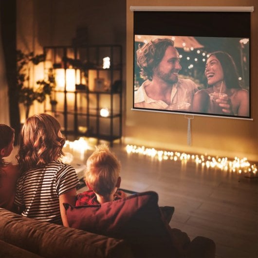 Homcom Pantalla De Proyector Manual 80 Pulgadas Formato 16:9 172x96 Cm Blanco