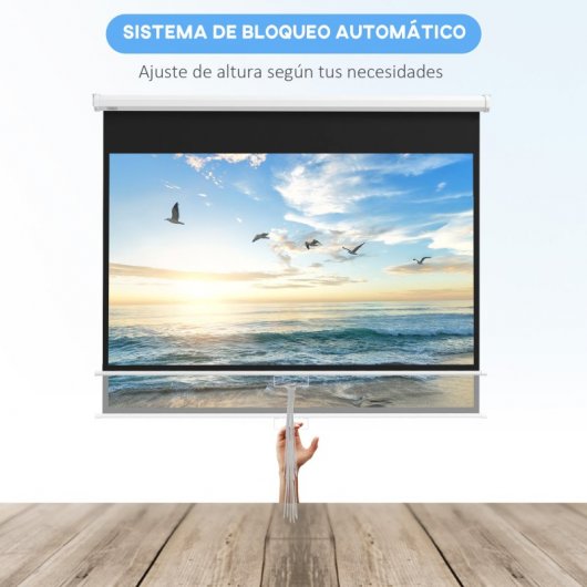 Homcom Pantalla De Proyector Manual 80 Pulgadas Formato 16:9 172x96 Cm Blanco