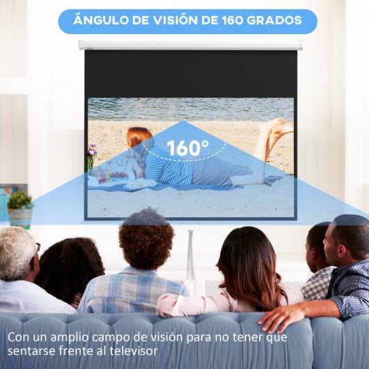 Homcom Pantalla De Proyector Manual 80 Pulgadas Formato 16:9 172x96 Cm Blanco