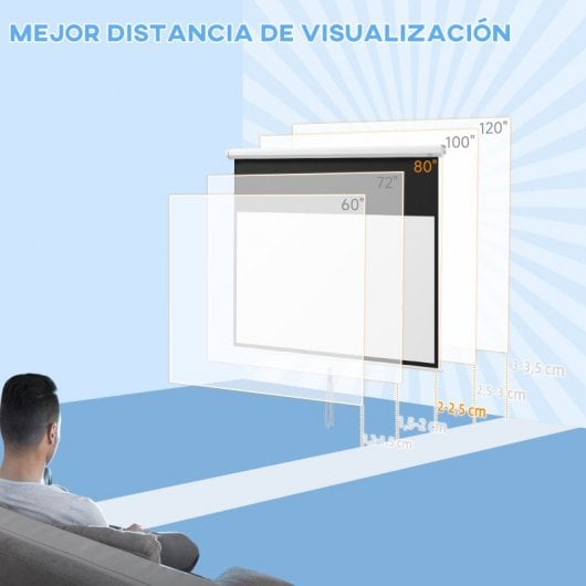 Homcom Pantalla De Proyector Manual 80 Pulgadas Formato 16:9 172x96 Cm Blanco