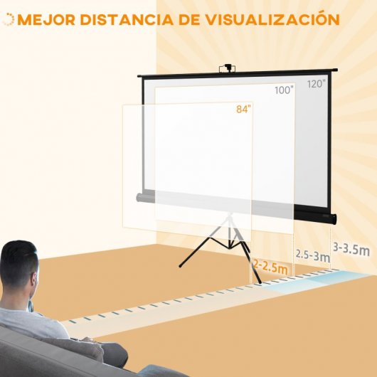 Homcom Pantalla De Proyector Manual Con Soporte 84 Pulgadas 186x105 Cm Negro