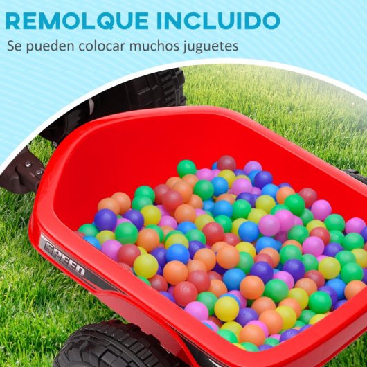 Homcom Quad Eléctrico Para Niños Con Remolque 106x41,5x48,5 Cm Rojo