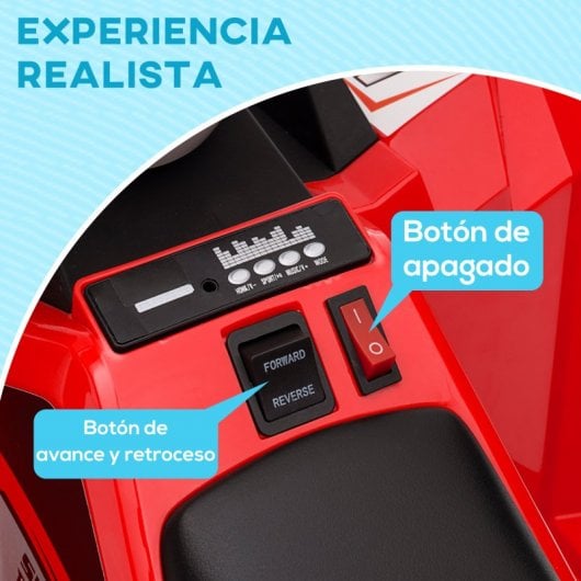 Homcom Quad Eléctrico Para Niños Con Remolque 106x41,5x48,5 Cm Rojo
