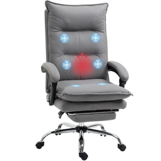 Vinsetto Silla De Masaje Con 6 Puntos De Masaje Y 5 Modos 66x74x121,5 Cm Gris