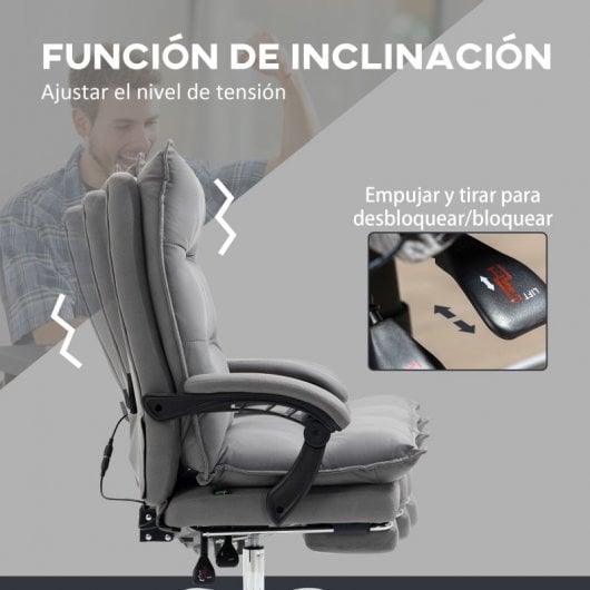 Vinsetto Silla De Masaje Con 6 Puntos De Masaje Y 5 Modos 66x74x121,5 Cm Gris