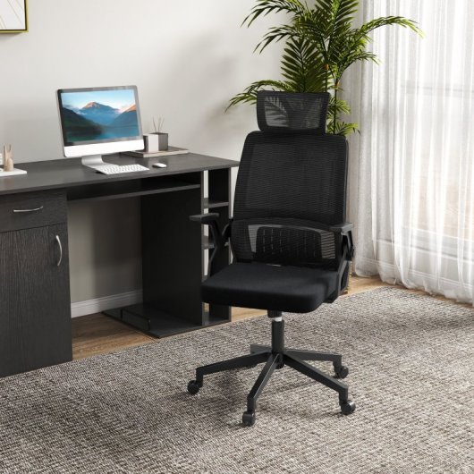 Vinsetto Silla De Oficina De Malla Giratoria Y Ajustable 58x61x102-119 Cm Negro