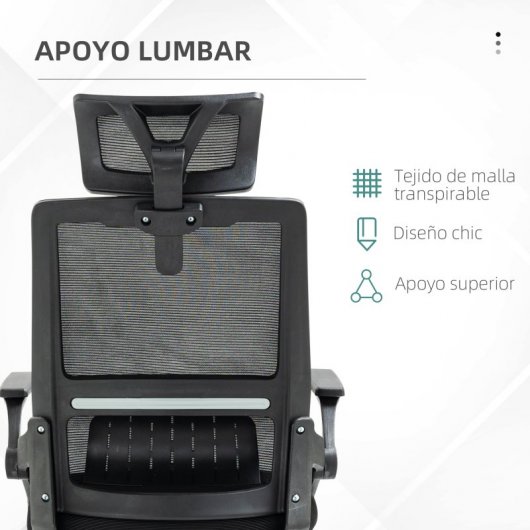 Vinsetto Silla De Oficina De Malla Giratoria Y Ajustable 58x61x102-119 Cm Negro