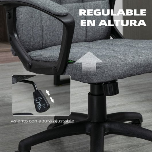 Vinsetto Silla De Oficina Con Altura Ajustable 59x63x96-105,5 Cm Gris Oscuro