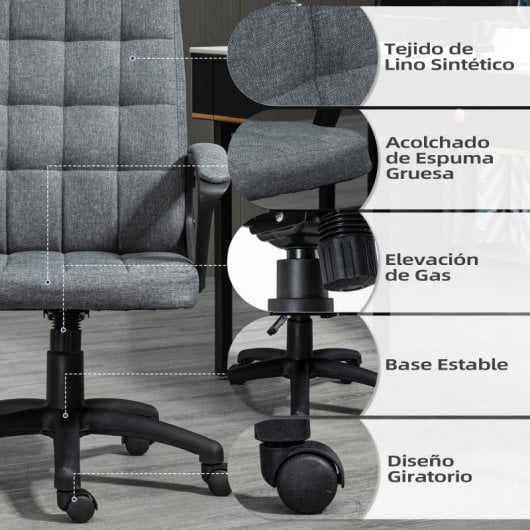 Vinsetto Silla De Oficina Con Altura Ajustable 59x63x96-105,5 Cm Gris Oscuro