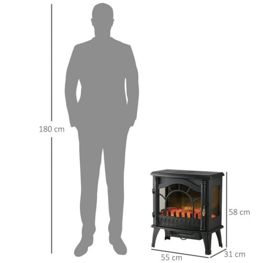 Homcom Chimenea Eléctrica 1000w/2000w Para Sala 15-30 M² 55x31x58 Cm Negro