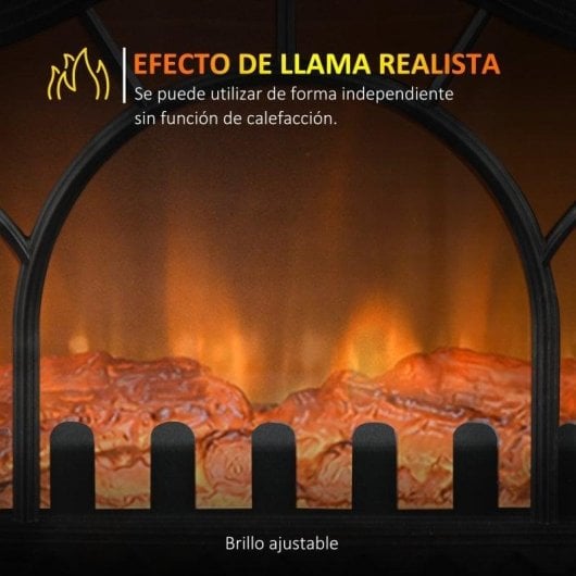 Lareira Elétrica Homcom 820-355V90BK 2000W Chão Visão 180° Proteção Sobre-aquecimento