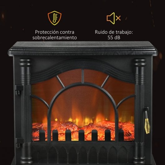 Homcom Chimenea Eléctrica 1000w/2000w Para Sala 15-30 M² 55x31x58 Cm Negro