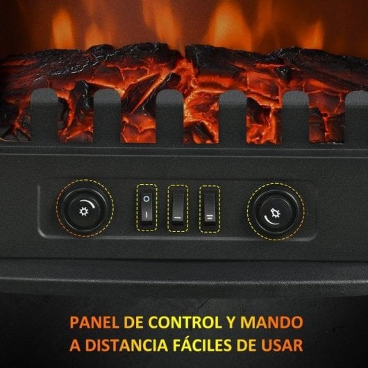 Lareira Elétrica Homcom 820-355V90BK 2000W Chão Visão 180° Proteção Sobre-aquecimento