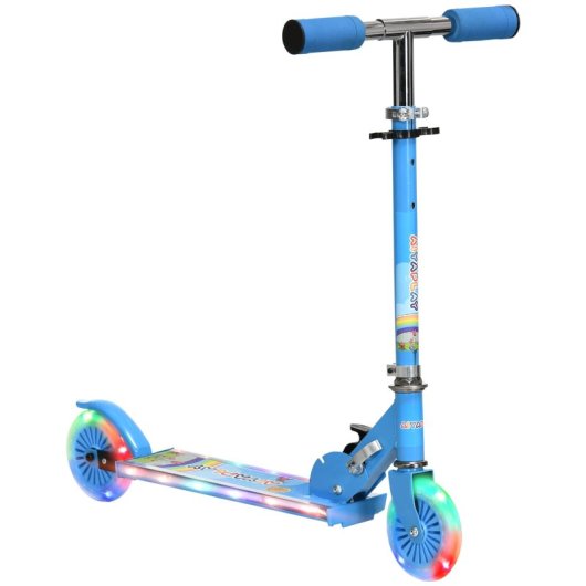 Homcom Patinete Para Niños Plegable Con Luces Música 67x32x65-78 Cm Azul