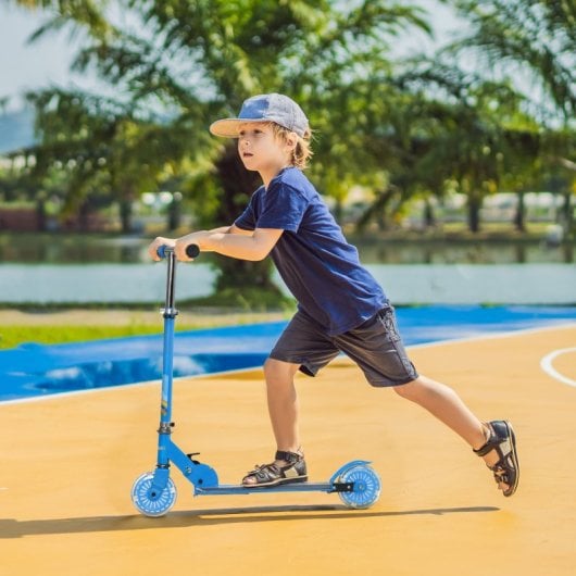 Homcom Patinete Para Niños Plegable Con Luces Música 67x32x65-78 Cm Azul