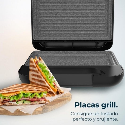 Cecotec Rock'nToast Grill Sanduicheira e Grill 2 Sanduiches 800W Aço Inoxidável