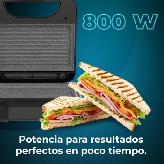Cecotec Rock'nToast Grill Sanduicheira e Grill 2 Sanduiches 800W Aço Inoxidável
