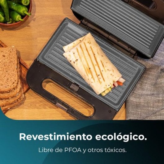 Cecotec Rock'nToast Grill Sanduicheira e Grill 2 Sanduiches 800W Aço Inoxidável