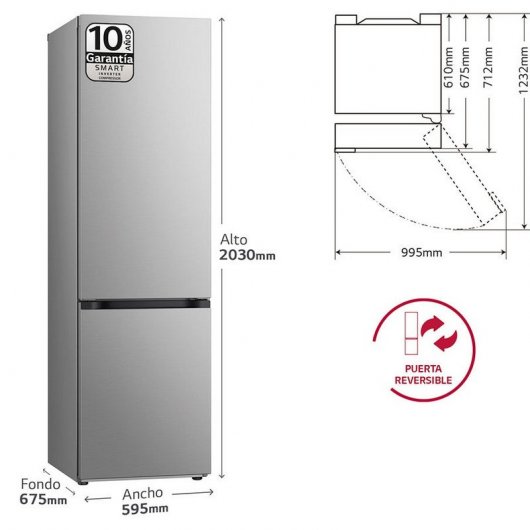 LG GBV5240DPY Combi D Kühlschrank Edelstahl Anti-Fingerabdruck