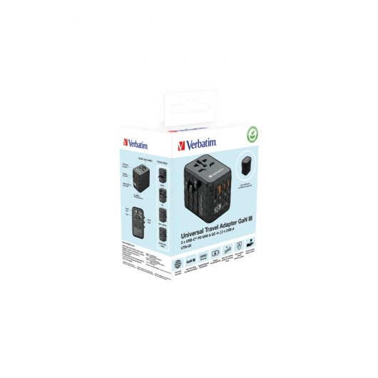 Verbatim UTA-05 Universaladapter 65 W mit Schnellladung, Schwarz