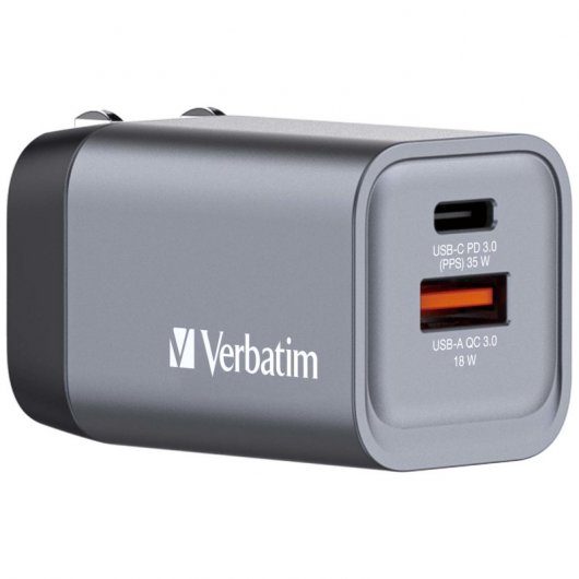 Verbatim GNC-35 Cargador GaN 35W Carga Rápida Gris