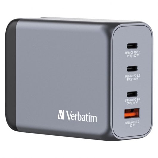 Verbatim GNC-200 Cargador GaN 200W Carga Rápida Gris