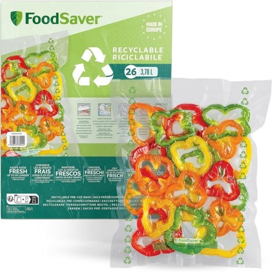 FoodSaver Pack 26 Bolsas para Envasar al Vacío Reciclables sin BPA 3.78L