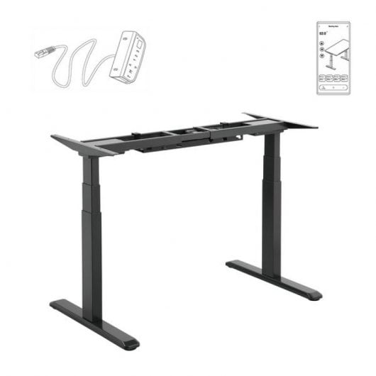 Scrivania Sit/Stand motorizzata Kimex 120x75 cm, altezza 62-128 cm, piano in noce/base nera, collegata