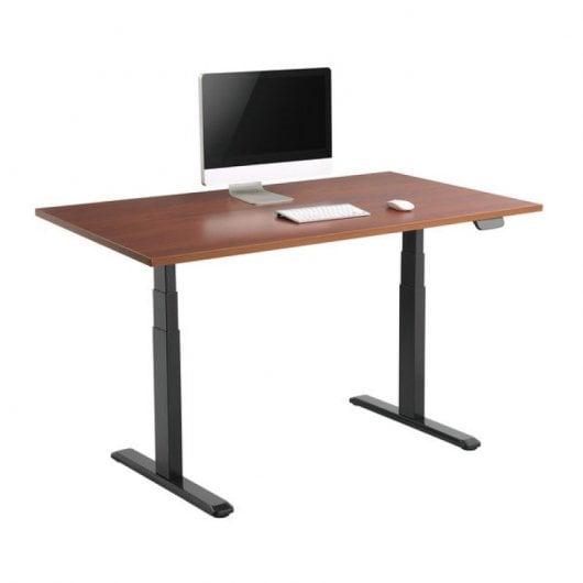 Scrivania Sit/Stand motorizzata Kimex 120x75 cm, altezza 62-128 cm, piano in noce/base nera, collegata