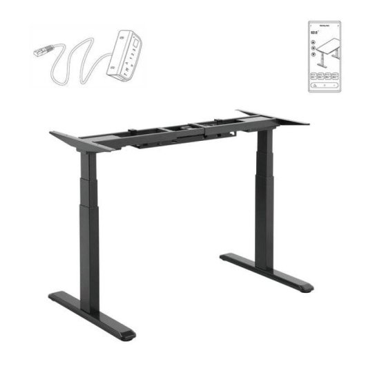 Escritorio Motorizado Kimex 150-2515K2W 150x75cm Altura 62-128cm Blanco/Negro