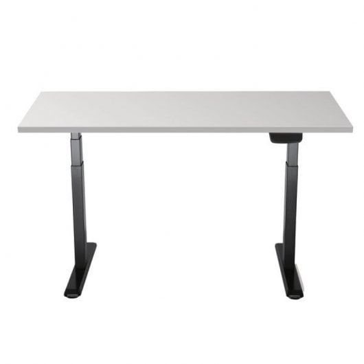 Scrivania Sit/Stand motorizzata Kimex 180x75 cm, altezza 62-128 cm, piano bianco/base nera, collegata