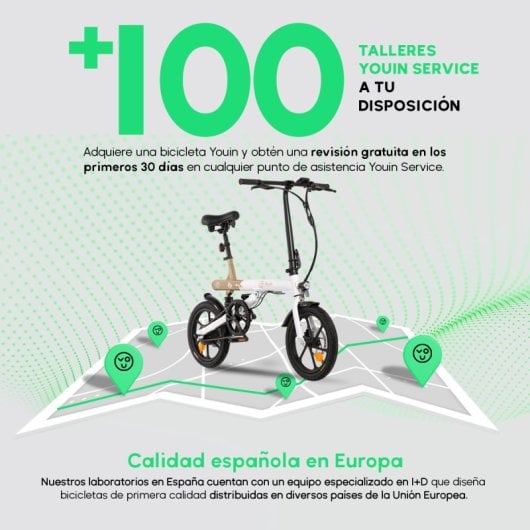 Youin Rio Bicicleta Elétrica Dobrável 16" 250W 45Km Autonomia Suspensão Traseira