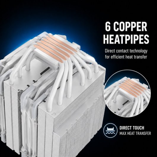 Tempest Cooler 6Pipes Blanc A-RGB Double dissipateur thermique Ventilateur CPU 2x120 mm Blanc