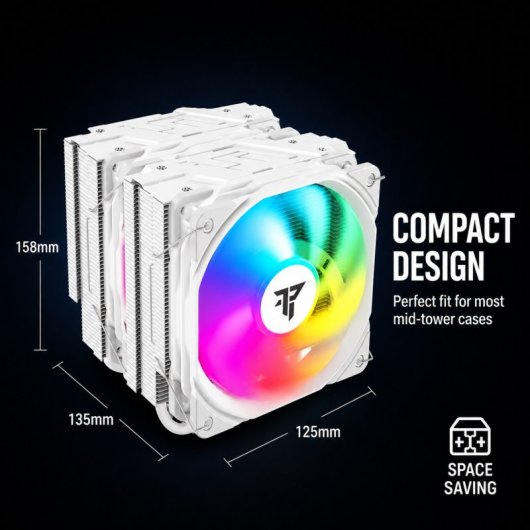 Tempest Cooler 6Pipes Blanc A-RGB Double dissipateur thermique Ventilateur CPU 2x120 mm Blanc