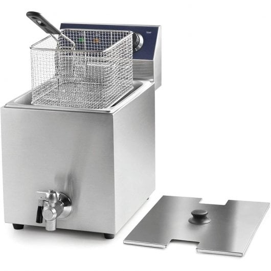 Lacor 69468 Elektrofritteuse mit professionellem Wasserhahn, 8 l, 3250 W, Edelstahl